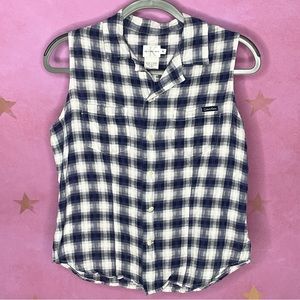 Calvin Klein Gingham Sleeveless Blouse SZ Medium Cowgirl Cherry Indie Heritage